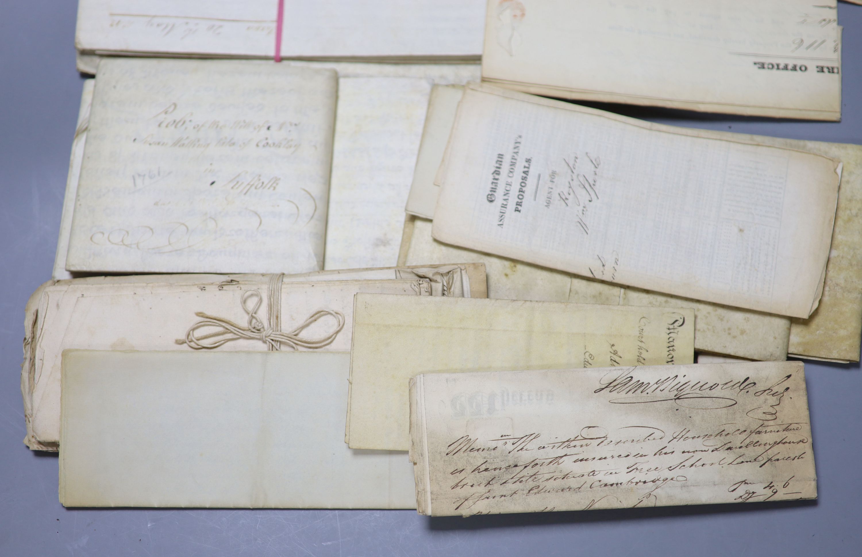 A quantity of 17th-19th century vellum indentures and deeds, one dated 1610 and two 1693